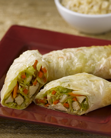 Baked eggrolls on a plate