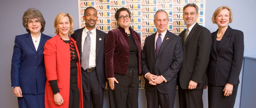 Karen Donato (NHLBI), Laurie M. Tisch, John Rhea (Chairman, New York City Housing Authority), Halley K. Harrisburg (CMOM Board Chair), Mayor Bloomberg, Andy Ackerman, Dr. Elizabeth Nabel