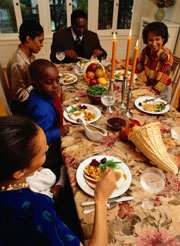 Family eating at the dinner table