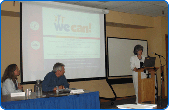 We Can! Coordinator Karen Donato speaks at the wellness and prevention summit in Montana as other panelists look on